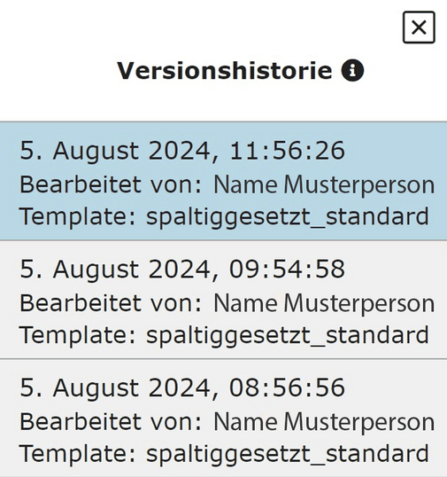 Versionshistorie liste
