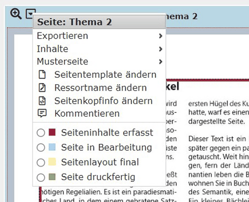 Seitenoptionen
